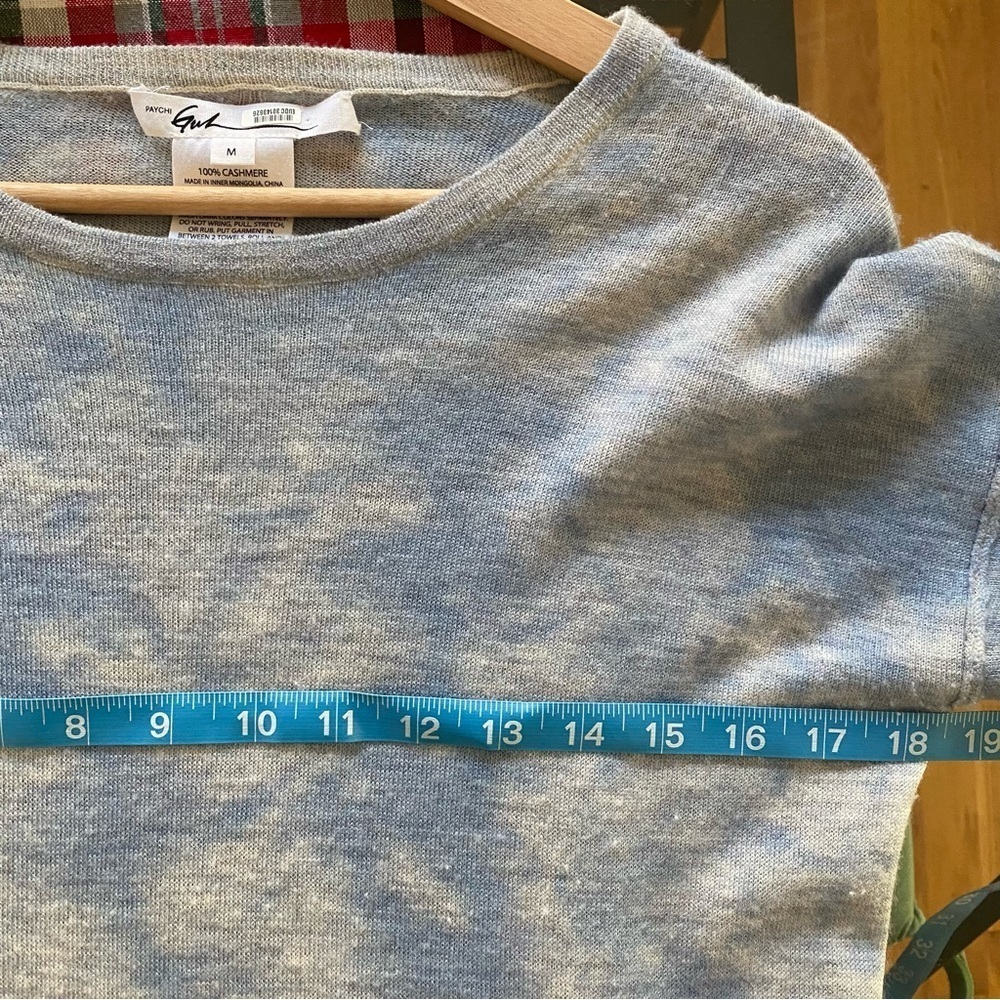 Paychi Guh Light Blue Multi Printed Cashmere Crewneck Sweater Medium - Picture 15 of 16